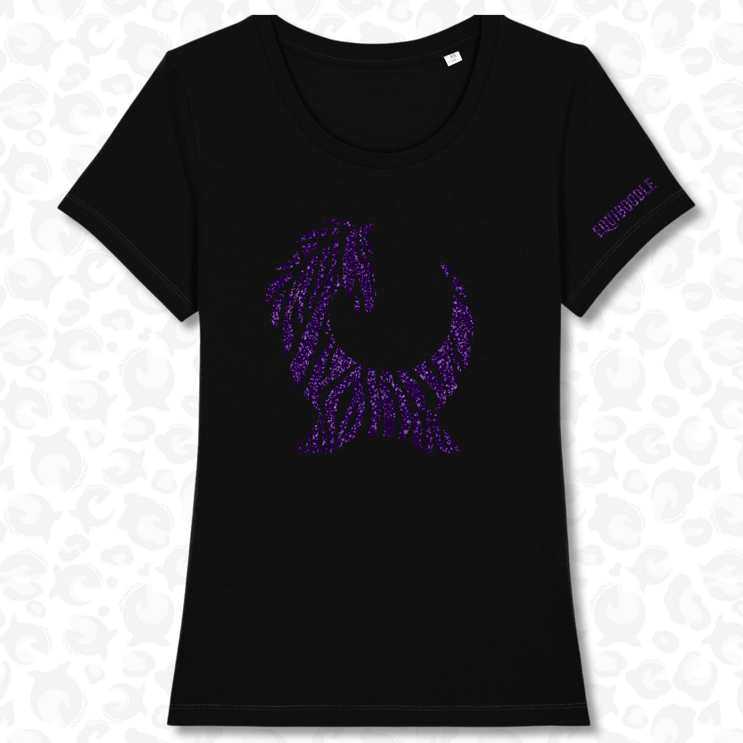 Equiboodle Supastar Tee - Zebra Black/Purple Sparkle Large