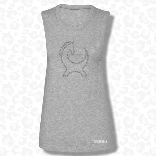 Equiboodle Outline Tank Top - Grey/Grey Sparkle