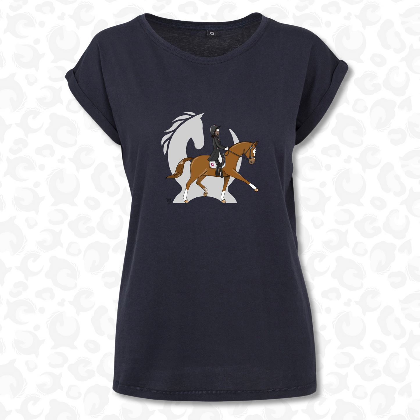 Equiboodle Emily Cole Navy Hotshot T Shirt - Chestnut Dressage 3XL