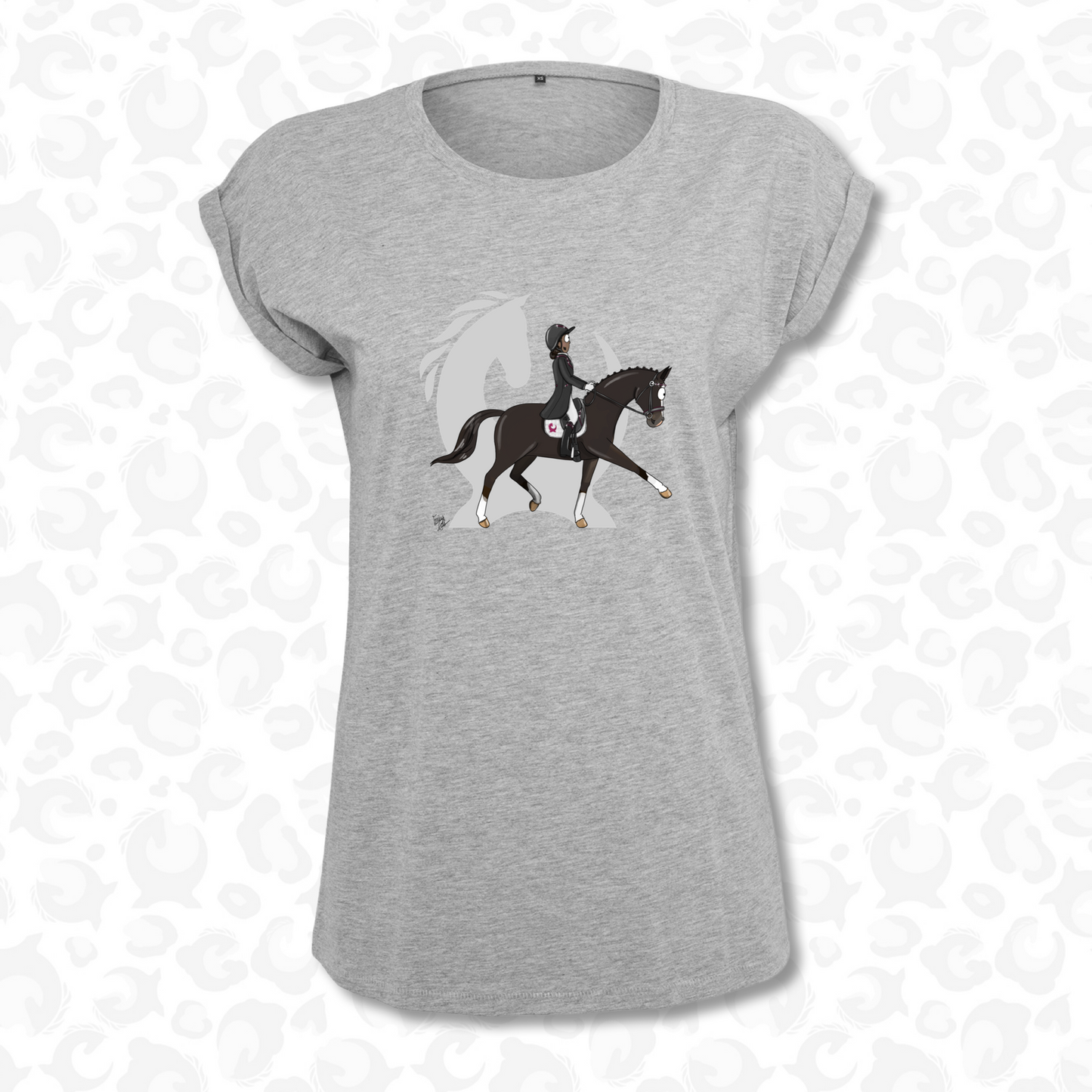 Equiboodle Emily Cole Grey Hotshot T Shirt Black Dressage 4XL