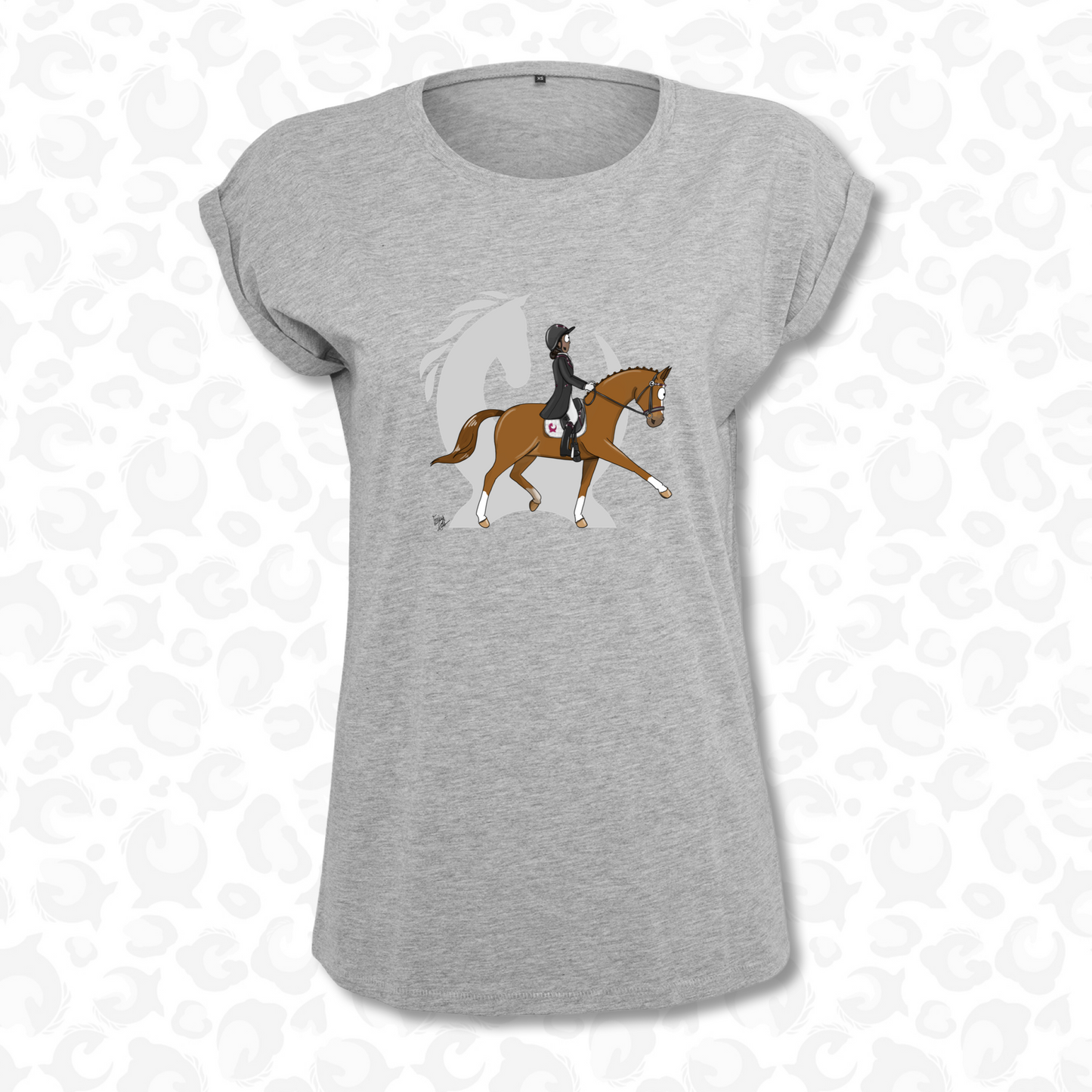 Equiboodle Emily Cole Grey Hotshot T Shirt Chestnut Dressage 2XL