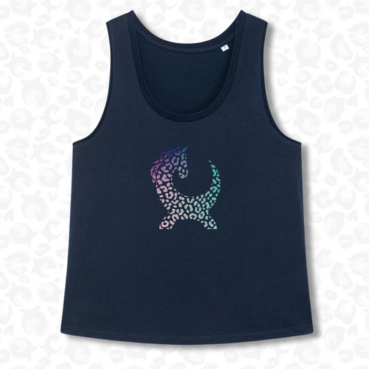 Relaxed Fit Tank Top -  Navy Leopard