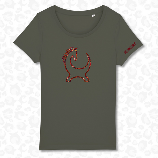 Equiboodle Supastar Tee - Khaki/Bronze Glitter Outline