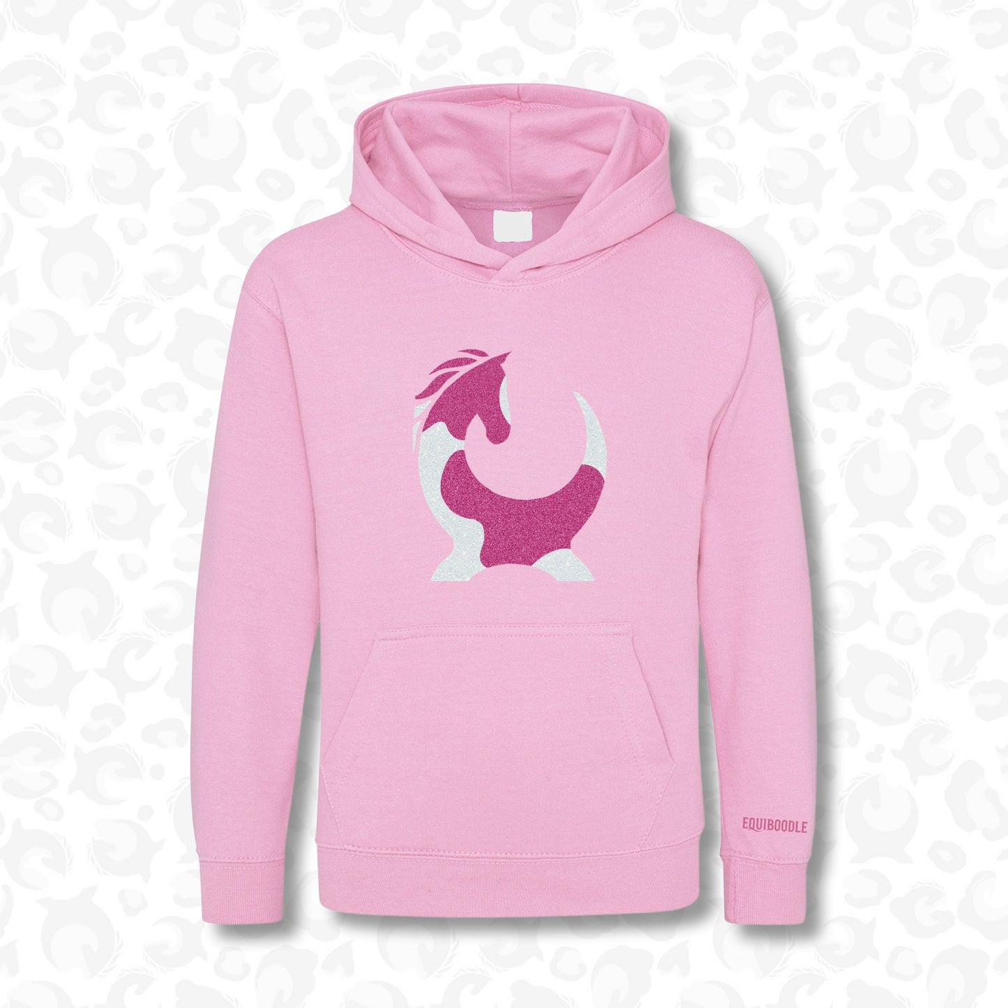 Kids Cub Hoodie - Glitter Hot Pink/White