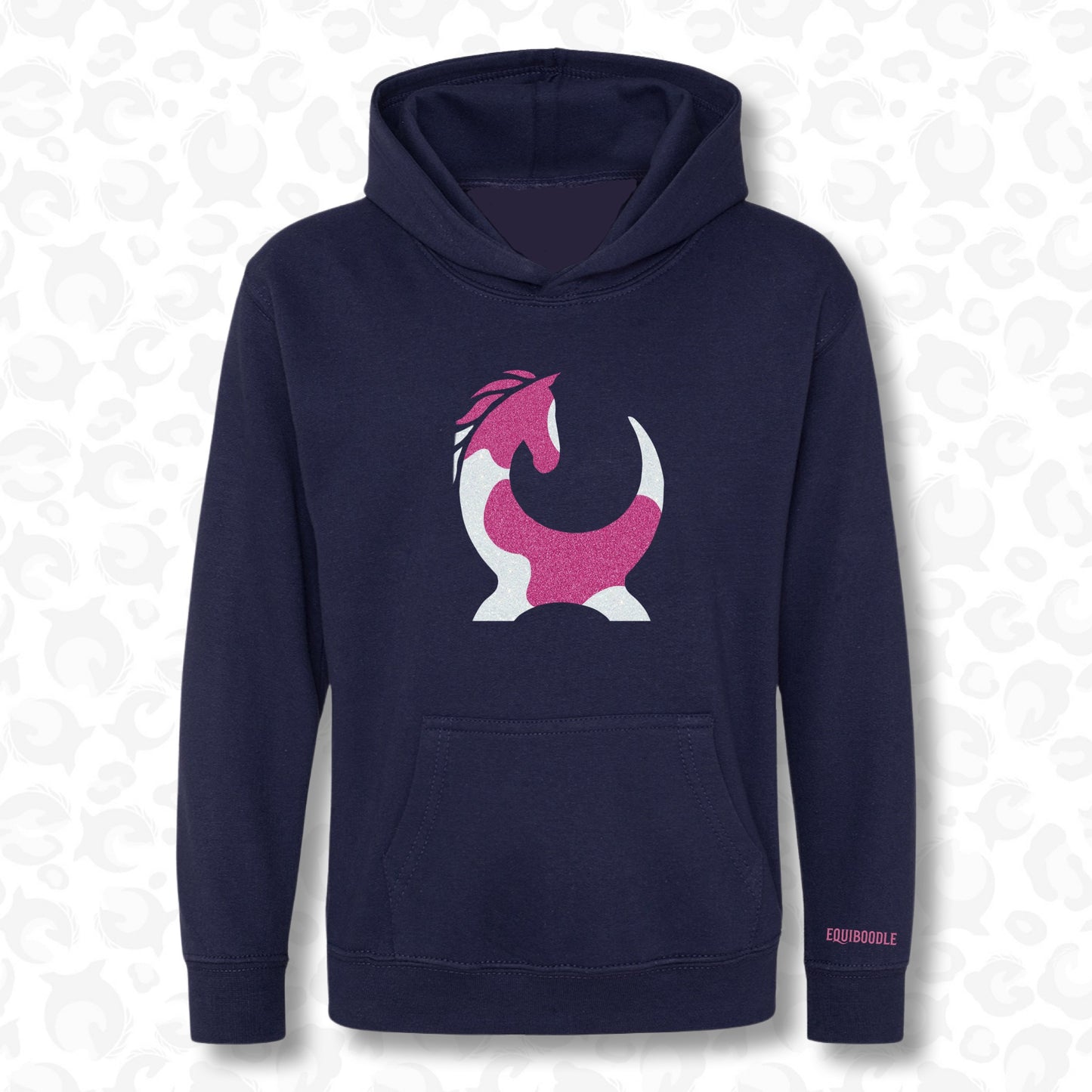 Kids Cub Hoodie - Glitter Hot Pink/White