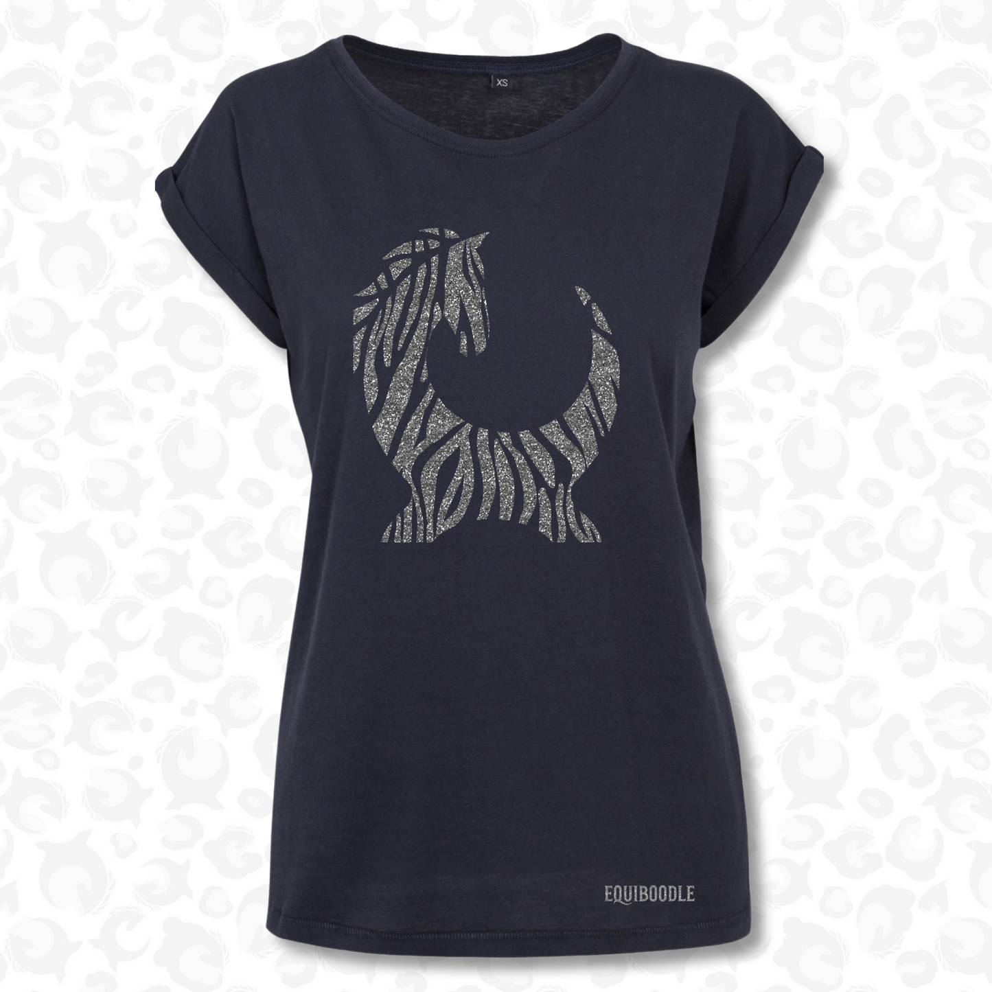 Equiboodle Hotshot T Shirt - Zebra Navy/Silver Sparkle