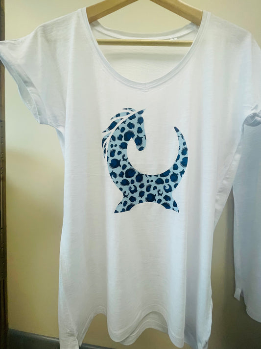 Equiboodle Light Blue Leopard Logo Sample Tee Medium