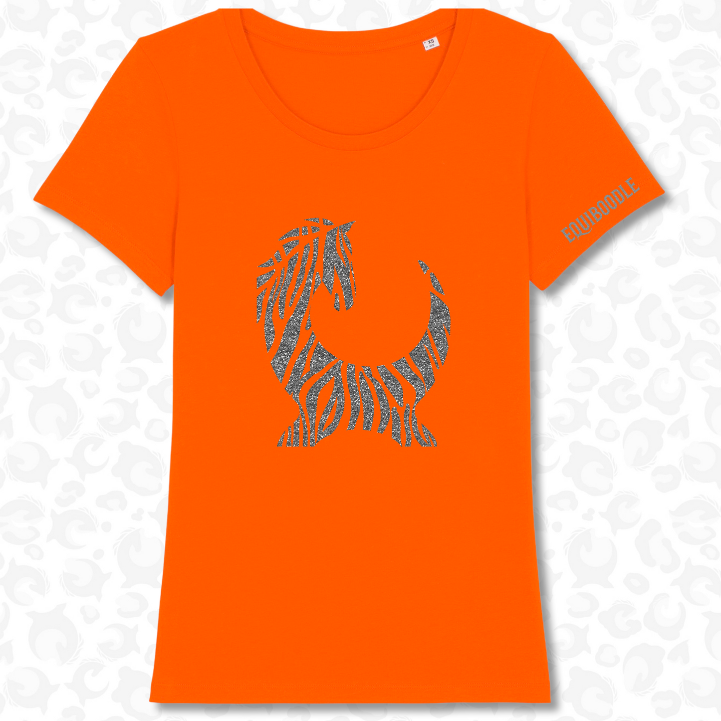 Equiboodle Supastar Tee - Zebra Orange/Silver Sparkle