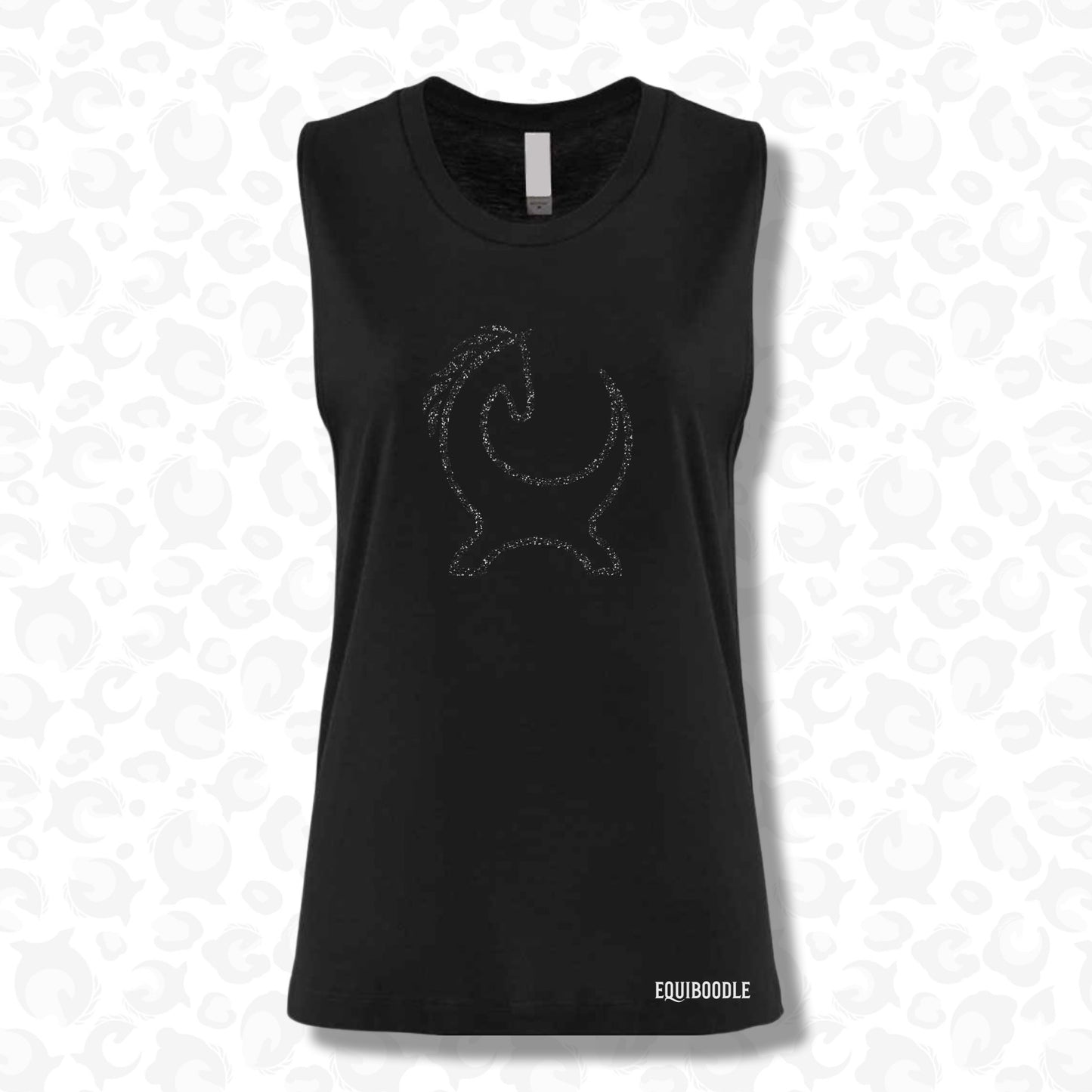 Equiboodle Outline Tank Top - Black Sparkle