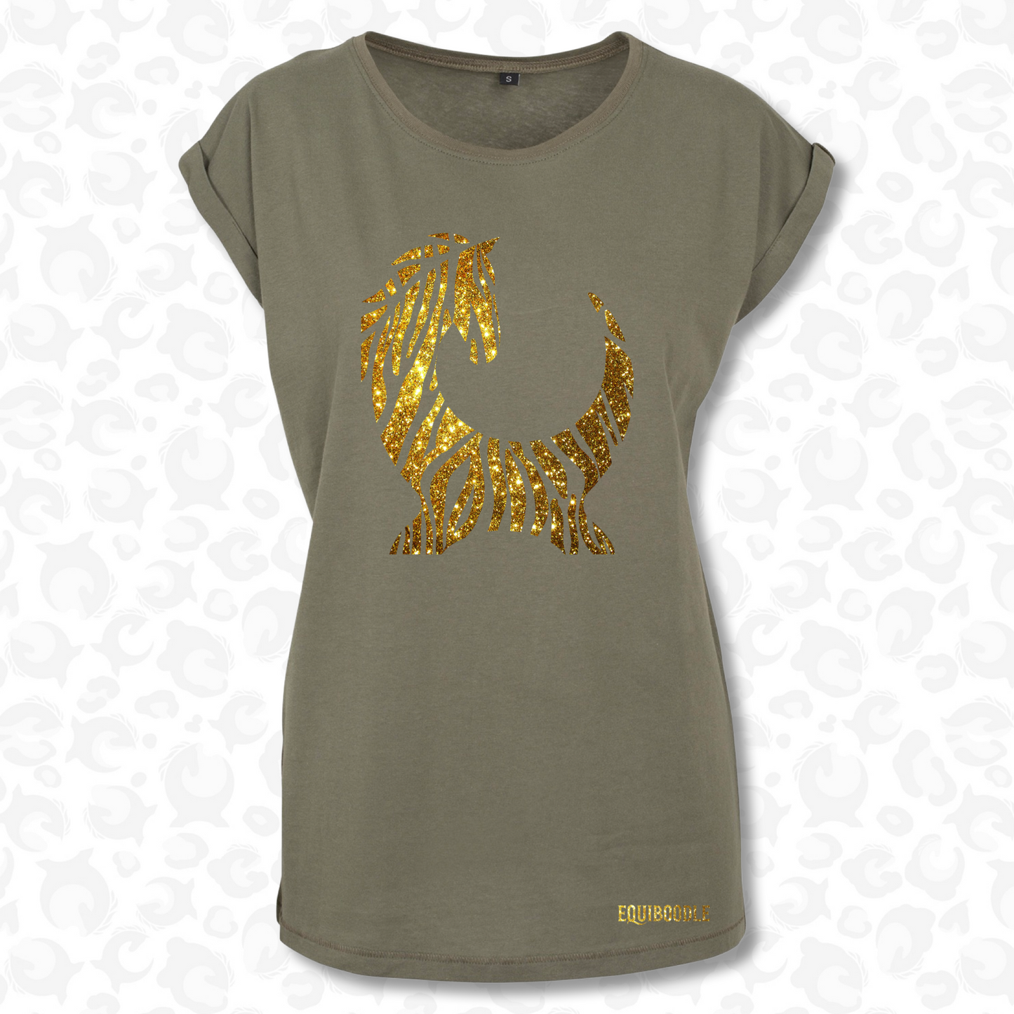 Equiboodle Hotshot T Shirt - Zebra Khaki/Gold Sparkle OFFER!